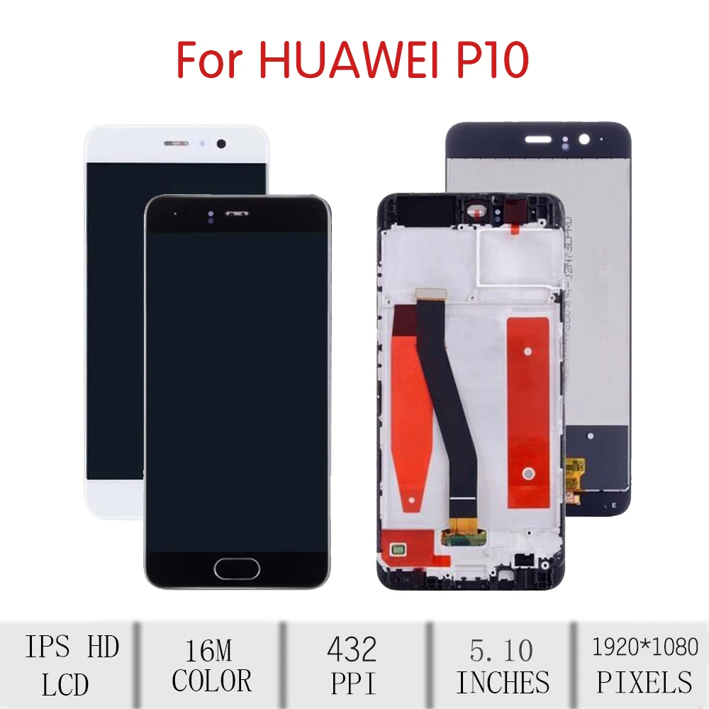 5 1 &quotОригинал для HUAWEI P10 ЖК-дисплей с сенсорным экраном дигитайзер в сборе рамкой