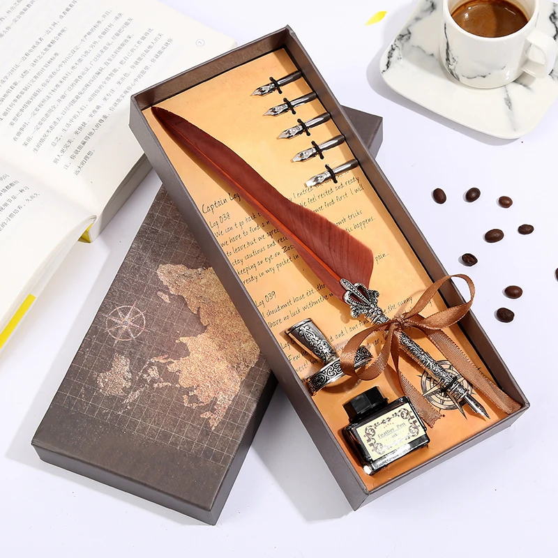 

New European-style British style feather pen, the best gift for students in the school season