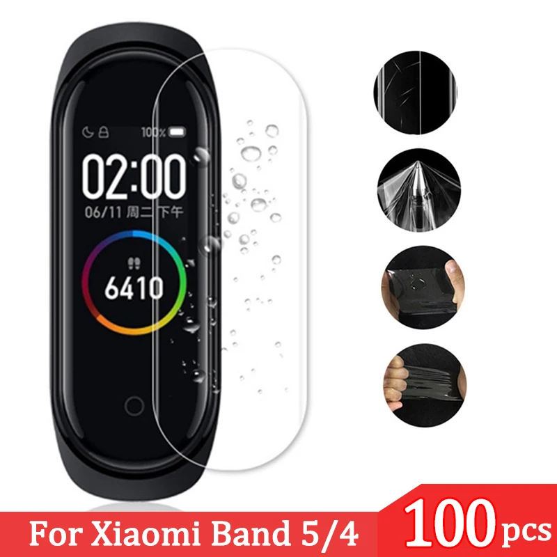 Mi Band 5 Protective Film 100Pcs Protector For Xiaomi Mi Band 5 Films TPU Protective Screen Miband 5 4 3 Wristband Accessories