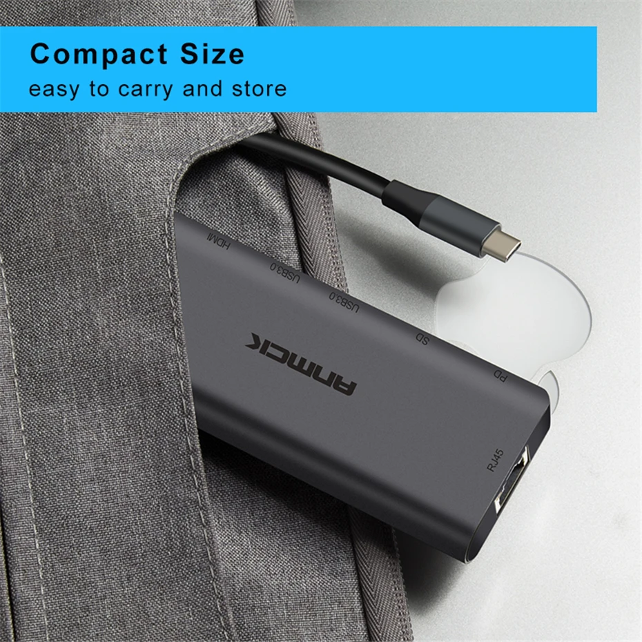 Anmck USB C HUB USB to Multi HDMI USB 3.0 RJ45 Carder Reader OTG Adapter USB Splitter for MacBook Pro Air USB Dock Type C HUB