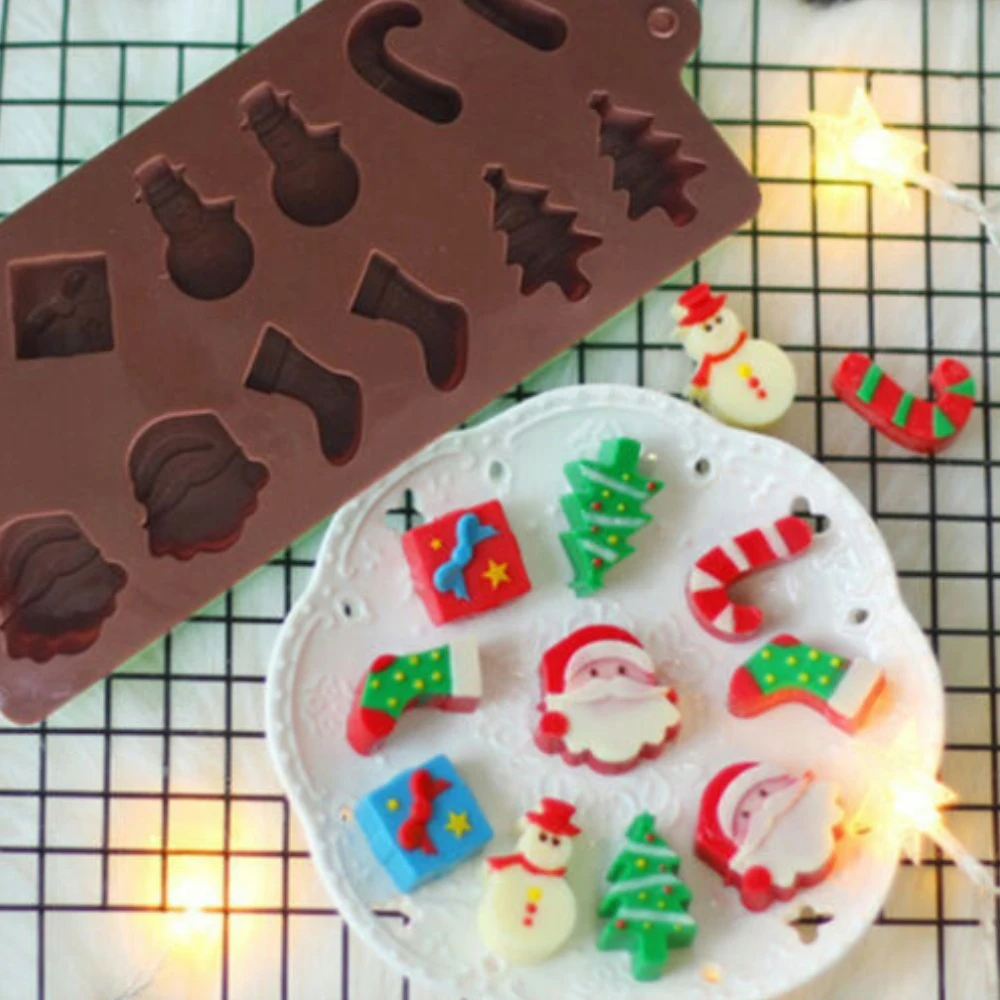 

Christmas Santa Chocolate Silicone Mould Cake Snowman DIY 3D Candy Baking Mold Silicone Baking Mold Moon Cake Mold Candy Mold