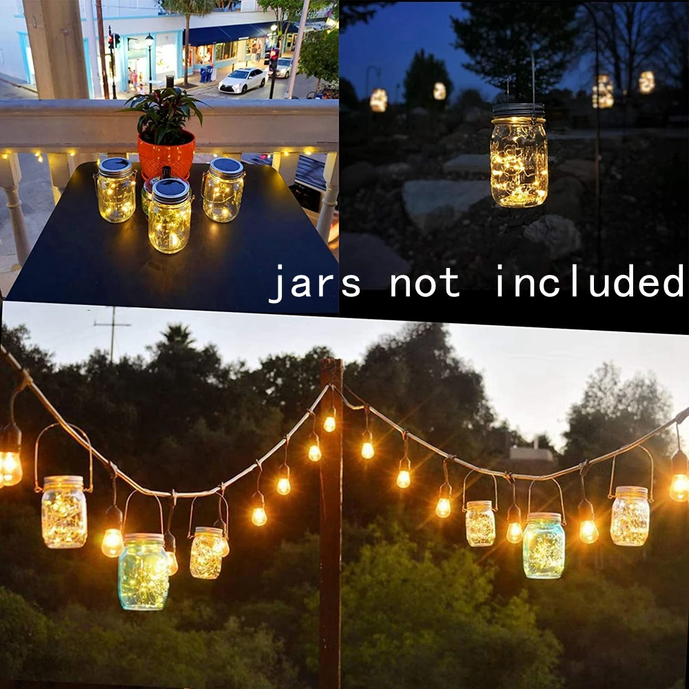 Солнечная банка Mason Jar с крышкой 3 шт. 20 светодиодов мерцающие водонепроницаемые