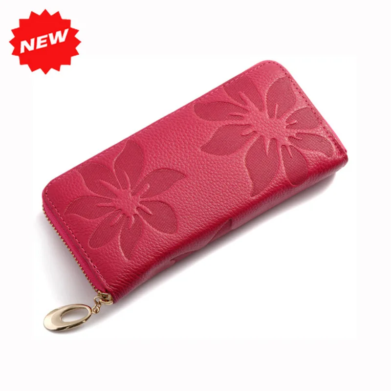 100% натуральные кошельки из коровьей кожи женская сумка с тиснением и цветочным