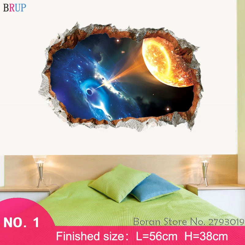 10 Style Black Hole 3D Wall Stikers Creative Universe Science Art Home Decor for Kids Room Planets Decals |
