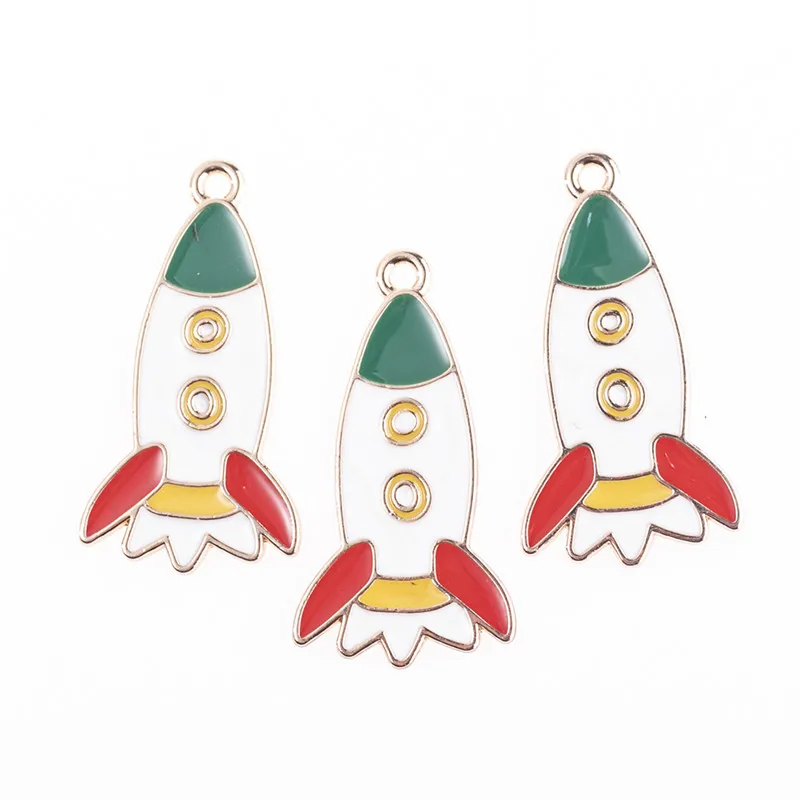 10 шт./лот эмалевые Подвески в виде ракеты астронавта планеты кулон DIY браслет