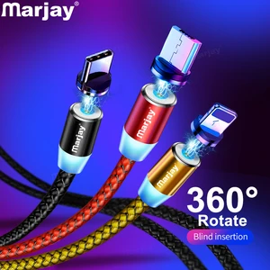 marjay magnetic micro usb cable for iphone samsung android fast charging magnet charger usb type c cable mobile phone cord wire free global shipping