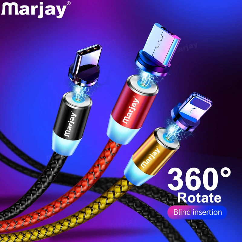 Marjay магнитная зарядка зарядное устройство магнитный кабель Micro USB для iPhone samsung