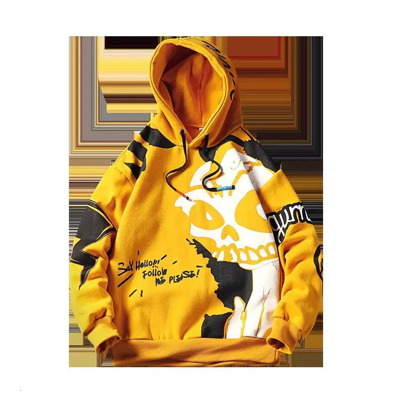 

UYUK New Autumn Winter New Trend Temperament Loose Casual Joker Printed Color Contrast For Men Hoodies Streetwear Hip Hop