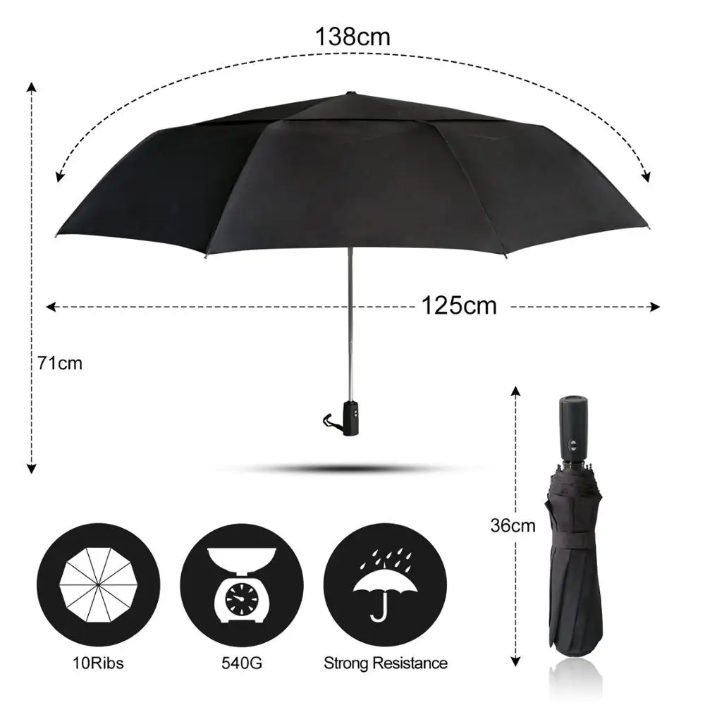 Высококачественный большой автоматический Двухслойный Зонт от дождя для женщин