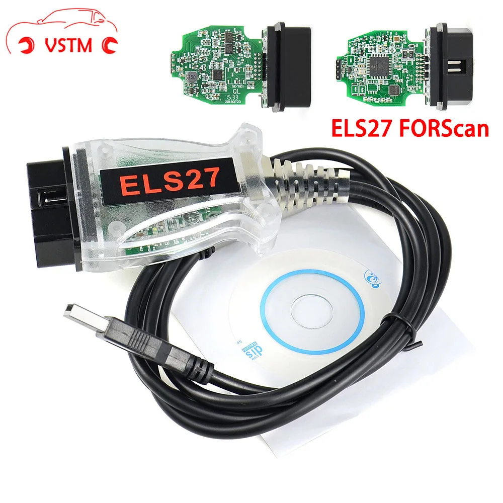 Новейшая модель V2.3.8 ELS27 FORScan Green PCB PIC24HJ128GP + FTDI Mircochip многоязычная работает ELM327 и J2534