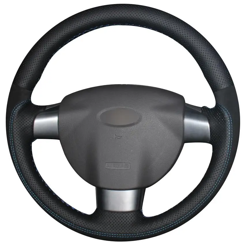 

Оплетка для Ford Focus 2 Чехол рулевого колеса автомобиля-2005 (3-спицевая), натуральная кожа, черная замша, 2011