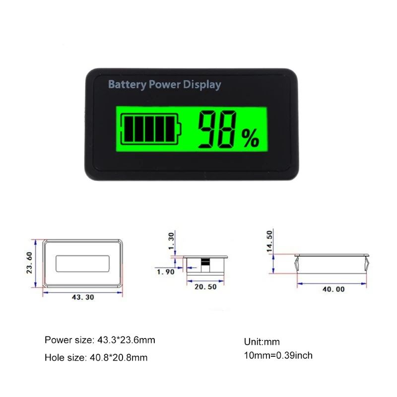 

LCD Battery Capacity Monitor, 12-48 V Universal LCD Digital Battery Capacity Display, LCD Battery Capacity Voltmeter Meter