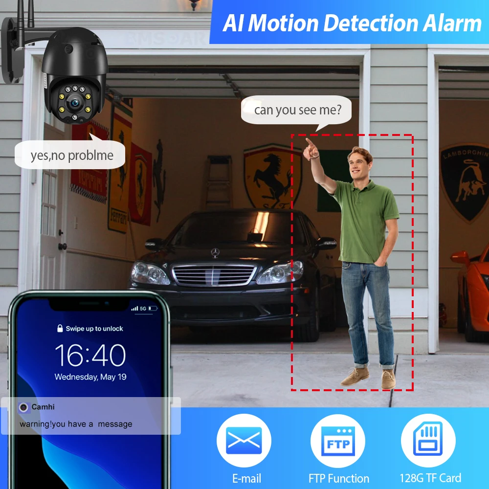 5MP IP Camera Outdoor 4G SIM Card PTZ Security CCTV WIFI Wireless 5X Optical Zoom 2.7-13.5mm Lens Surveillance Camhi APP | Безопасность