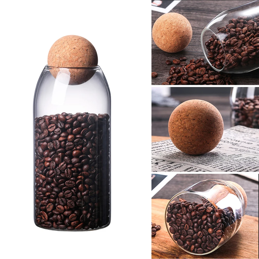3X Transparent Lead-Free Glass Ball Cork Sealed Can Storage Tank Grains Jar Creative Tea Containers Kitchen | Дом и сад
