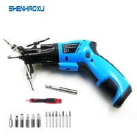 6 in1 mini 6v battery cordless electric screwdriver rotary screw driver with work light and 14 bits for household maintenance