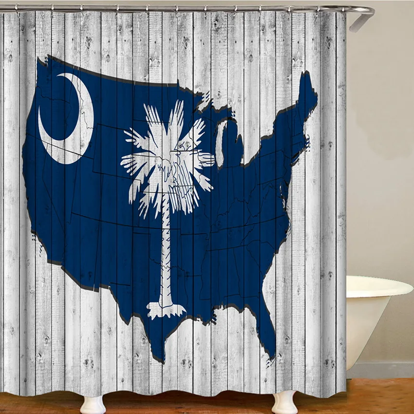 

American Map Shower Curtain Polyester Fabric Bathroom Curtain Shower Drop Shipping Bath Curtain