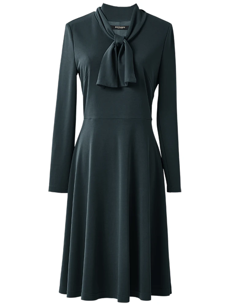 

Smart Knitted Long-Sleeved Dress Women's 2020 New Style Elegant Slim-Fit Medium-Length A- line Dress