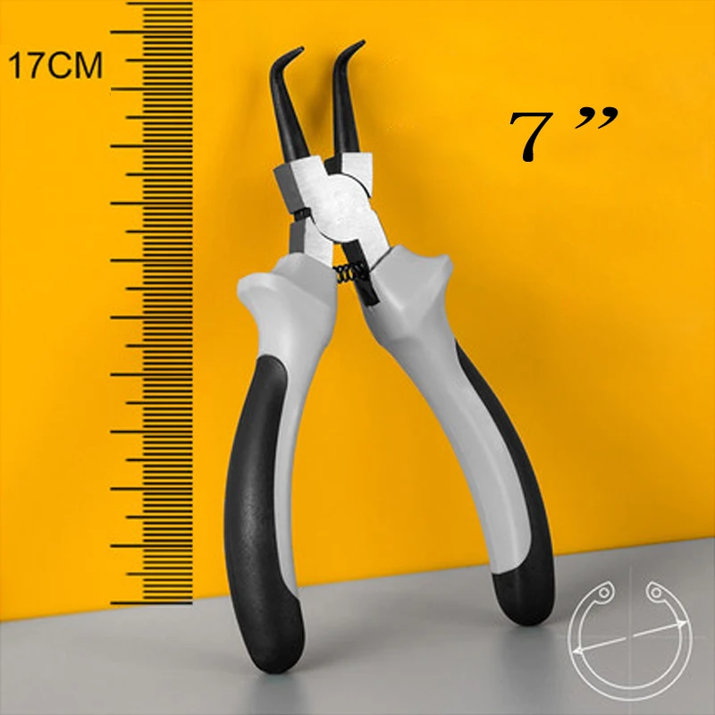 7inch elbow 1Pc " /7" многофункциональные плоскогубцы с кольцом для вала, многофункциональный обжимной инструмент, Внутренние Внешние клещи для снятия пружинного кольца, профессиональные Стопорные плоскогубцы - Цвет: 7inch elbow 1Pc