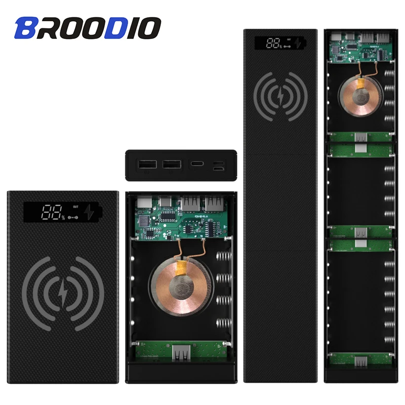 

18650 Battery Holder Support Quick&Wireless Charger 4S Battery Power Case QC 3.0 PD DIY Shell Box For ios Android Mobile Phone