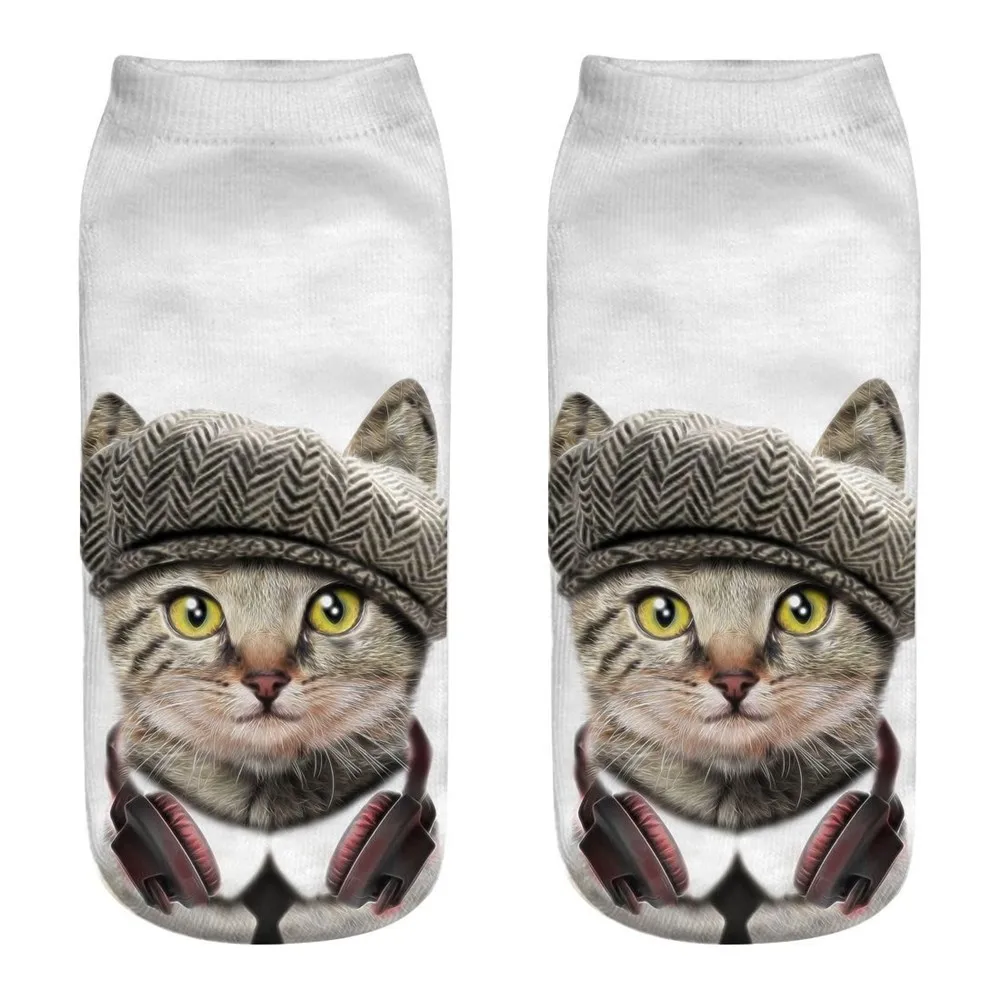 

1 пара, женские хлопковые носки с принтом кошек