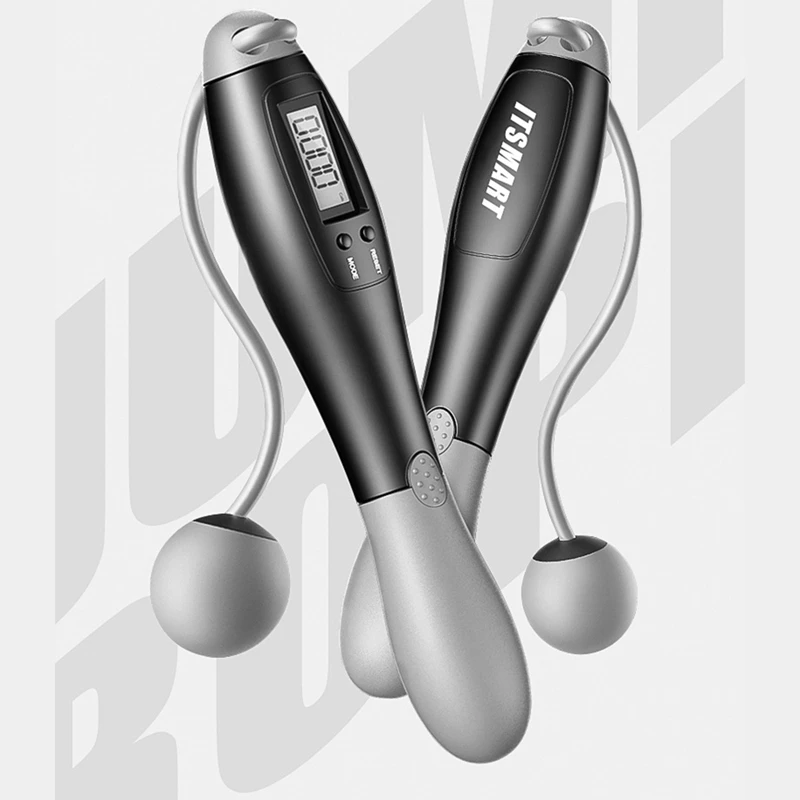 

Cordless Jump Rope With LCD Digital Counter and Massage Weighted Ropeless Skipping Rope for Calf Recover Speed