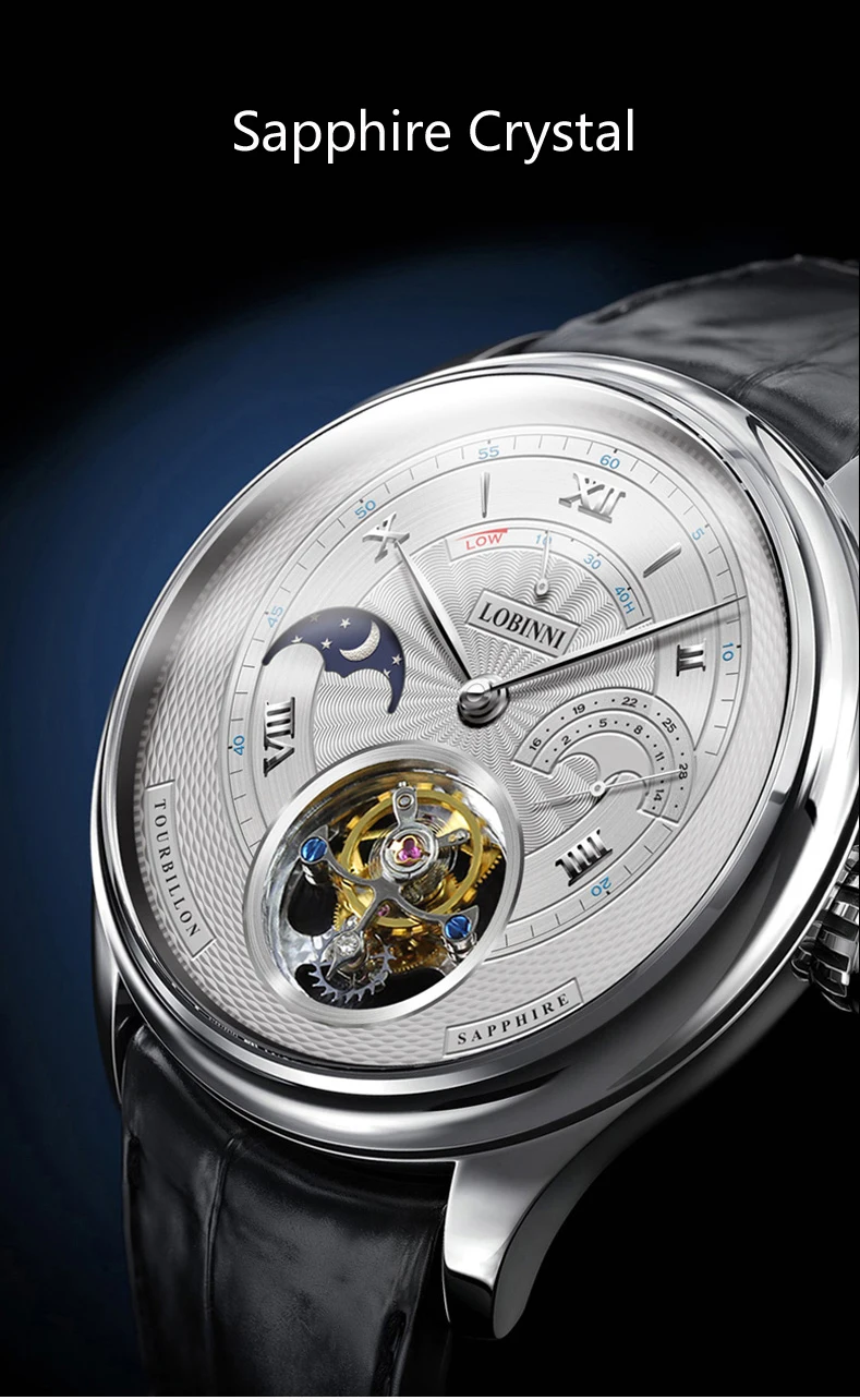 LOBINNI люксовый бренд часы для мужчин Швейцария Tourbillion механические мужские часы сапфир Водонепроницаемые часы энергетический дисплей L8886-8