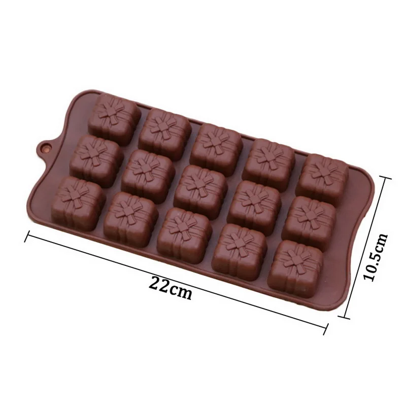 

Christmas 3D Silicone Chocolate Mould with 15 Bowknot Gift Box Handmade Ice Tray Mould DIY Pink Soap Wax Moulds