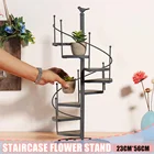 Современная декоративная железная стойка для растений, подставка для растений, суккулентов, 8-уровневая подставка в форме лестницы, настольная подставка для садовых цветов + деревянная тарелка