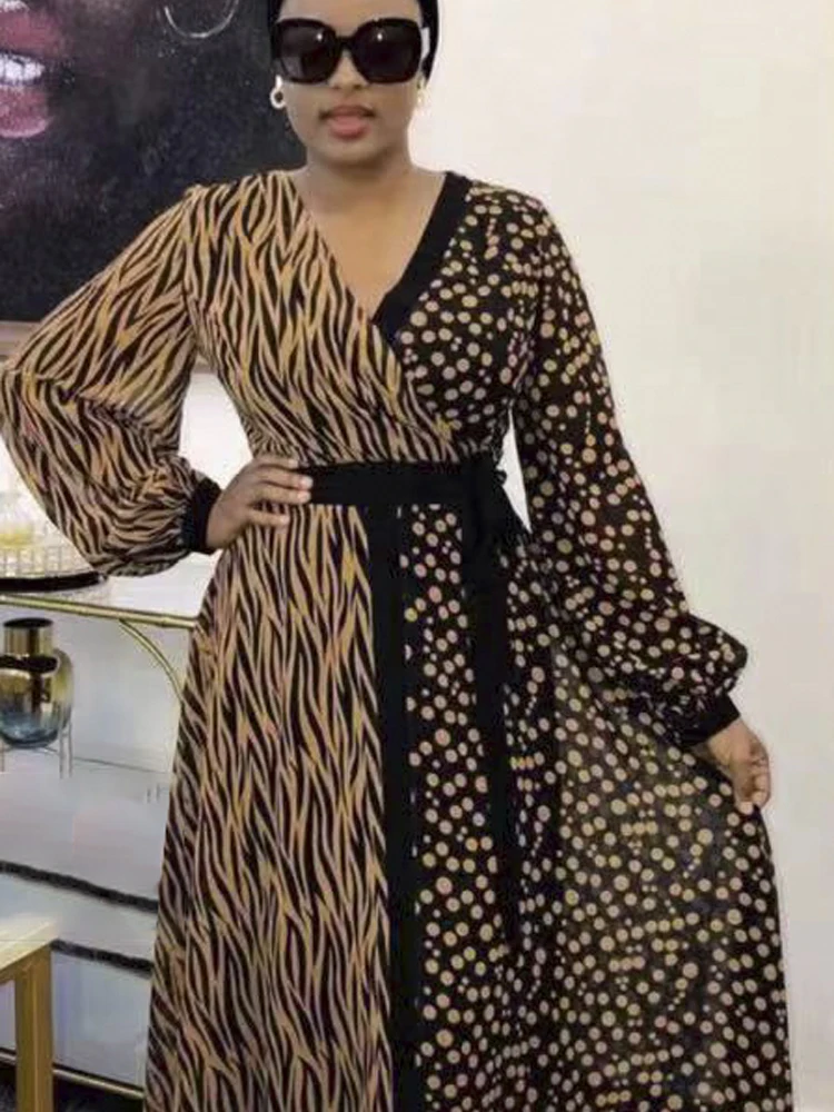 Loose Women African Print Dashiki Dresses Long Sleeve Party Gowns Kaftan 2021 Summer Ladies Clothing Boho Boubou Robe DR-176