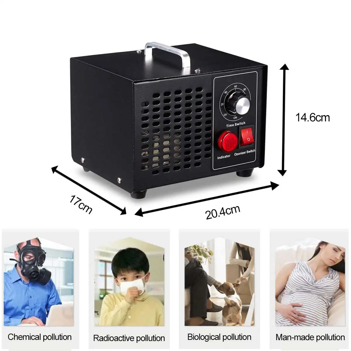 

AC110/220V Ozone Generator Air Cleaner Ozono Disinfection Sterilization O3 Ozonizer Cleaning Formaldehy Air Purifier with Timing