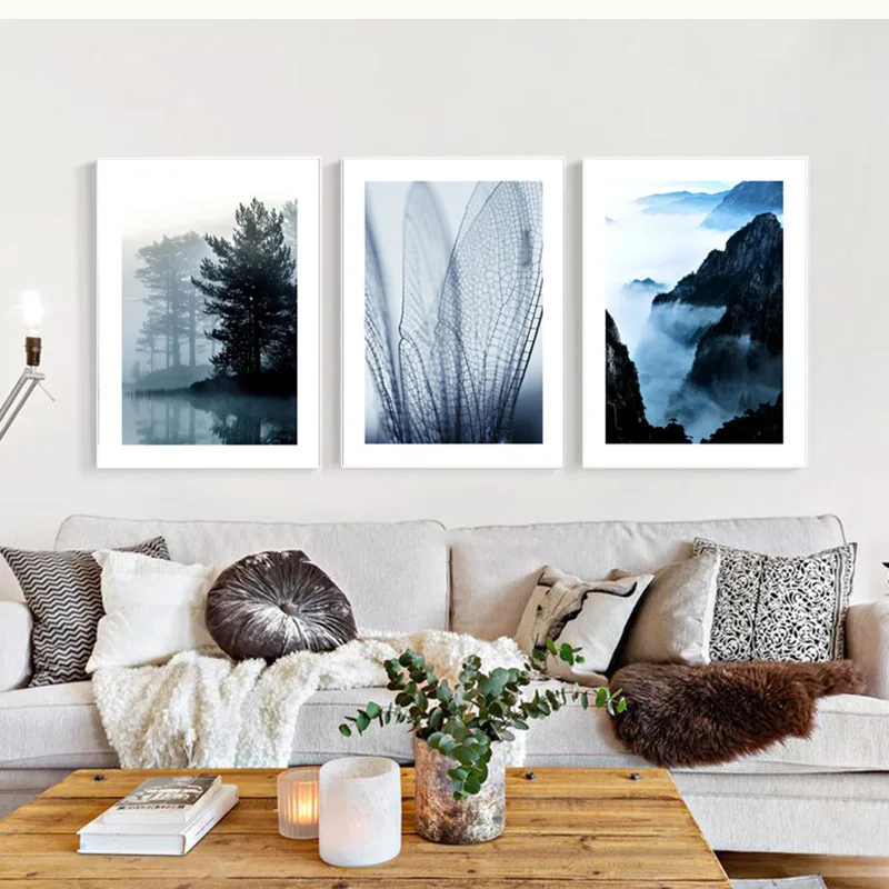 

Nordic Mountain Landscape Posters and Prints Wall Art Canvas Painting Forest Cuadros Decoration Wall Pictures For Living Room