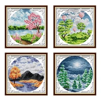cross stitch kits river valley four seasons spring printed counted 11ct 14ct patterns stamped thread needlework decor embroidery