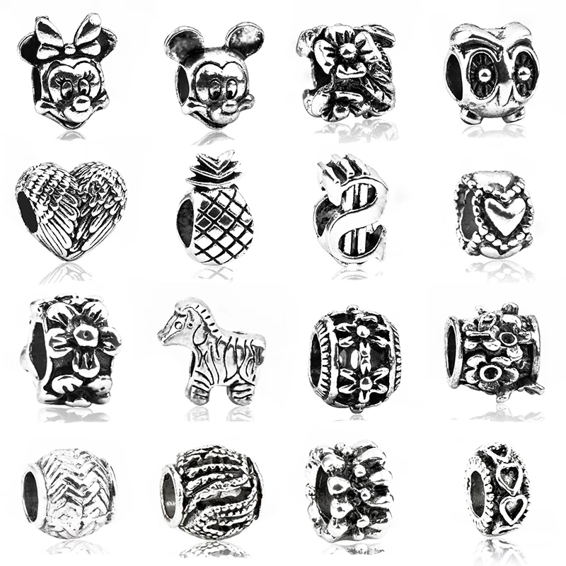 1 шт. Европейский Микки Минни diy бусины подходят оригинальный Pandora Подвески