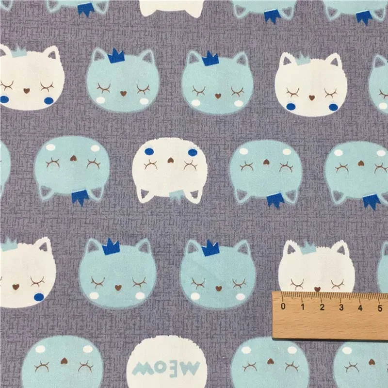 aqua cat Хлопок мультфильм Серый Милый Розовый Белый Аква Кот портрет ромб саржа ткань для детей постельные принадлежности лист одежда платье домашний декор - Цвет: aqua cat