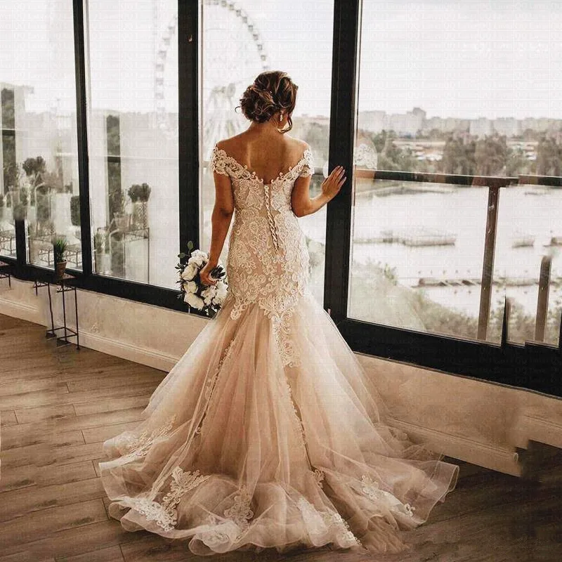 Appliques Vestido De Noiva Charming Lace Mermaid Wedding Dress 2021 Backless Gowns | Свадьбы и торжества