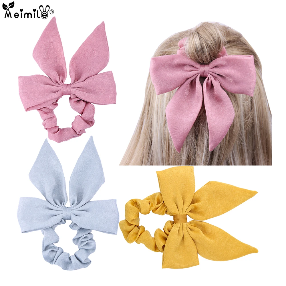 

girl’s Elastic Hair Band Cute Floral Bow Rabbit Ears Headband Girl Ring Scrunchie Kids Ponytail Holder Hair Accessories