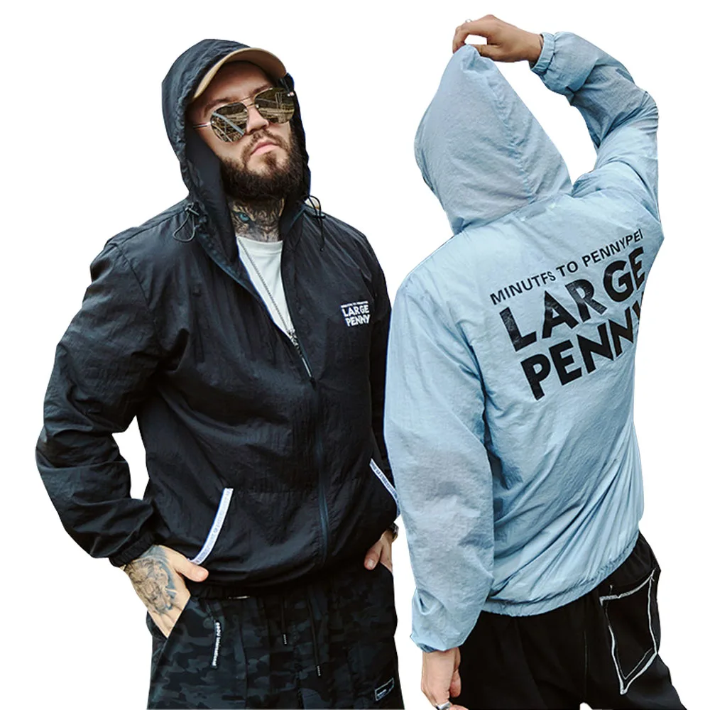 Мужская ветровка с капюшоном в стиле хип хоп Повседневная Свободная спортивная