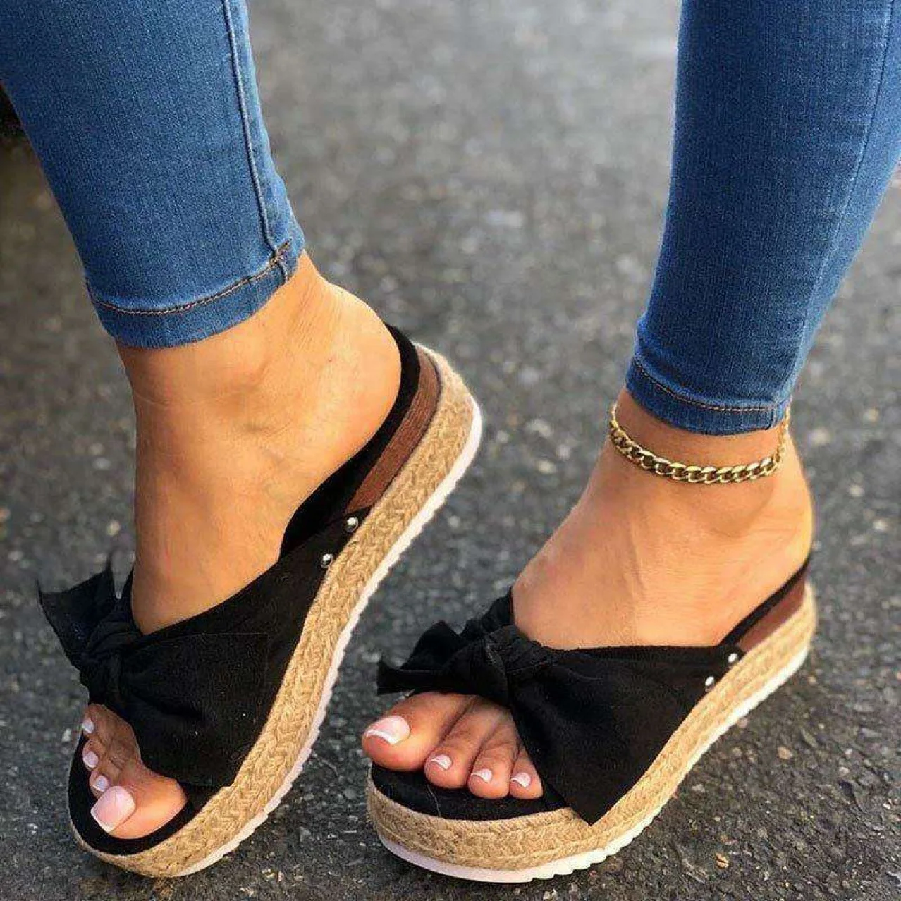 

2021 Summer Slippers Women Fashion Butterfly Bow-knot Platform Women Shoes Casual Beach Ladies Plus Size Slippers