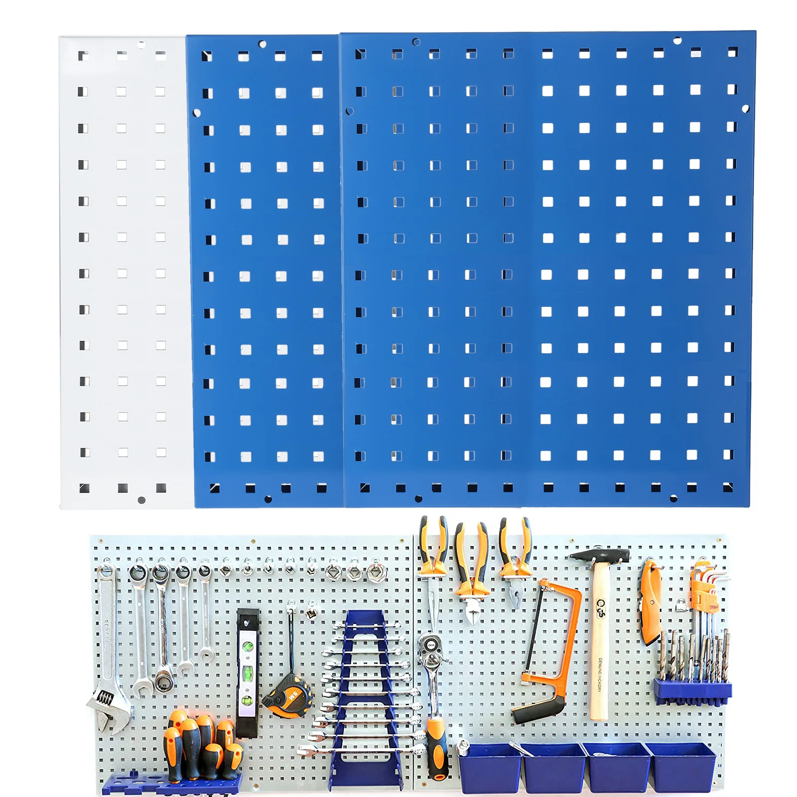 Online 1 PC Wall Storage Metal Pegboard with Slots Holes Organizer Rack Display Shelf Hanging Panel Tools for Workshop Garage Kitchen