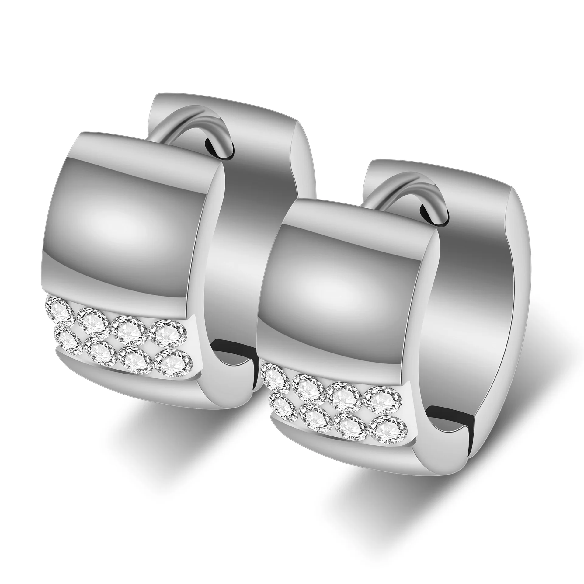 

Fashion New Four-color Carved Groove Inlaid Zircon Titanium Steel Earrings Female Stainless Steel Ear Buckle