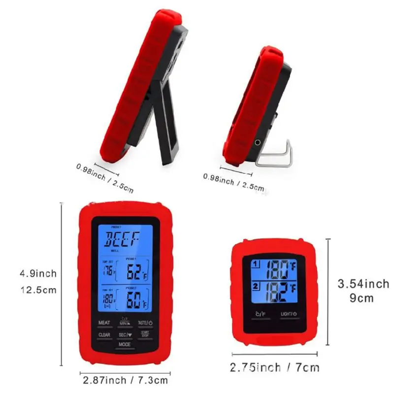

2021 New Wireless Dual Channel Digital Meat Thermometer Household Food Thermometer for BBQ Cooking Baking
