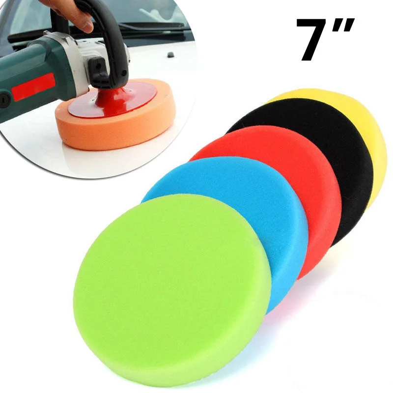 

5pcs 7 Inches 180mm Car Round Flat Polishing Wheel Foam Buffing Sanding Pad Disc Sponge Grinding Pads Polisher For Rotary Tool