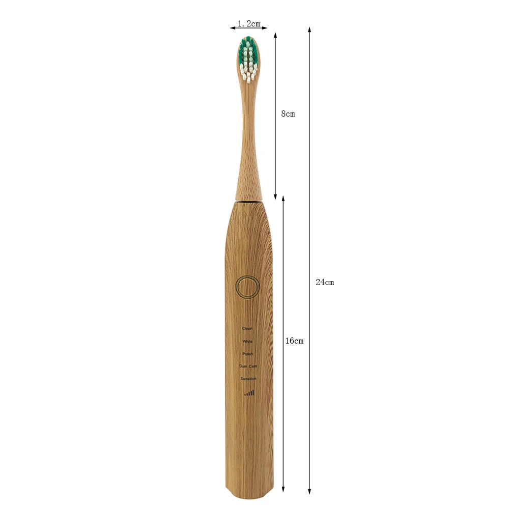 

Bamboo Electric Toothbrush Waterproof Ultrasonic Automatic Tooth Brush With 3 Soft Head Oral Hygiene Clean