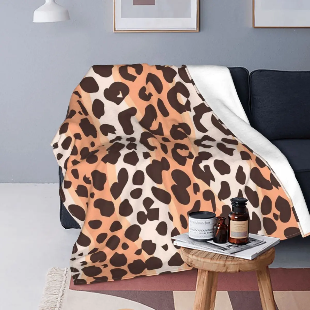 

Leopard Blankets Flannel Spring/Autumn Animal Breathable Soft Throw Blanket for Home Travel Bedspreads