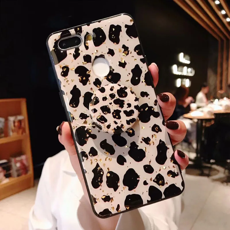 Leopard Add Stand Позолоченный мраморный чехол для телефона Redmi Note 5 6 7 8 Pro роскошный чехол с блестками для Xiaomi 8 9 SE Pro Mix 2 2s 3 K20 CC9 Leopard - Цвет: Leopard Add Stand