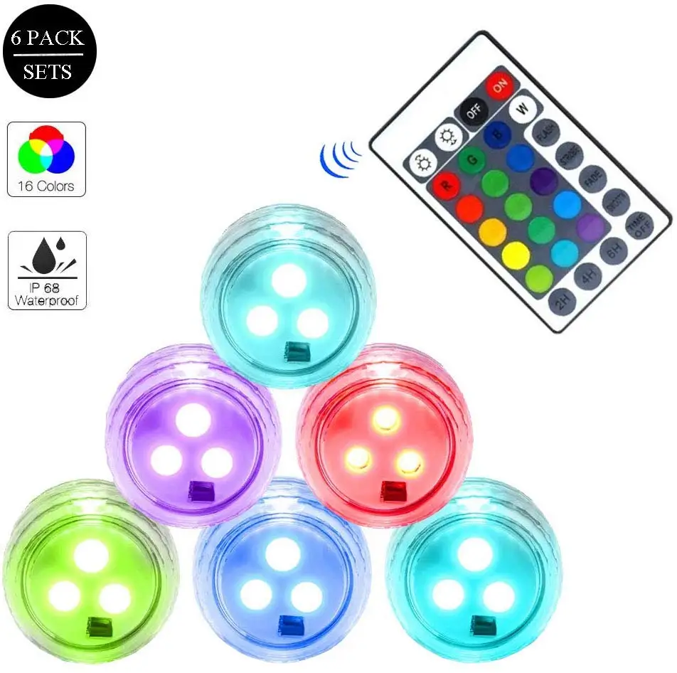 

IP68 Waterproof Battery Operated Multi Color Submersible LED Underwater Light for Fish Tank Pond Swimming Pool Wedding Party