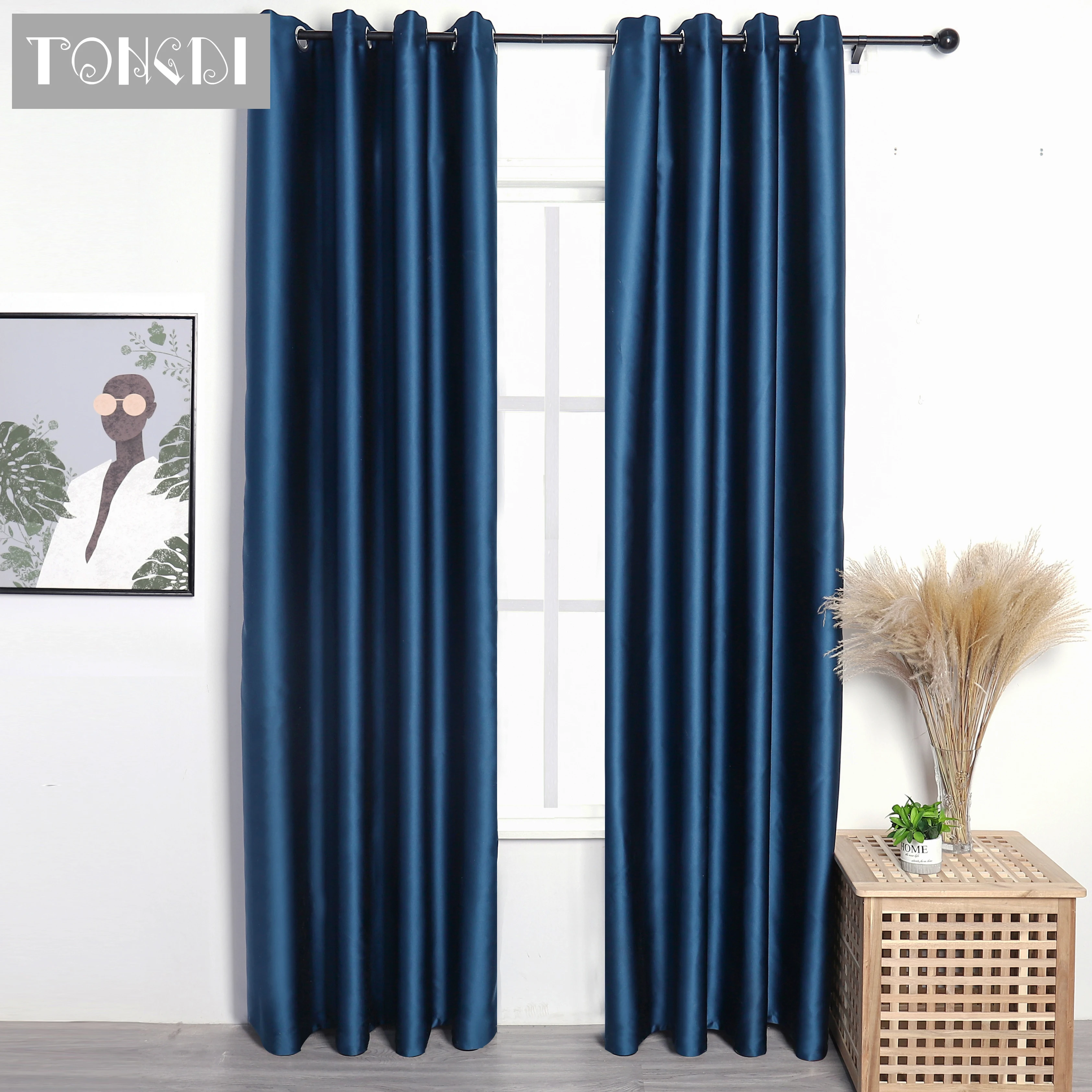 TONGDI затемненные шторы Современные Блестящие высококачественные однотонные