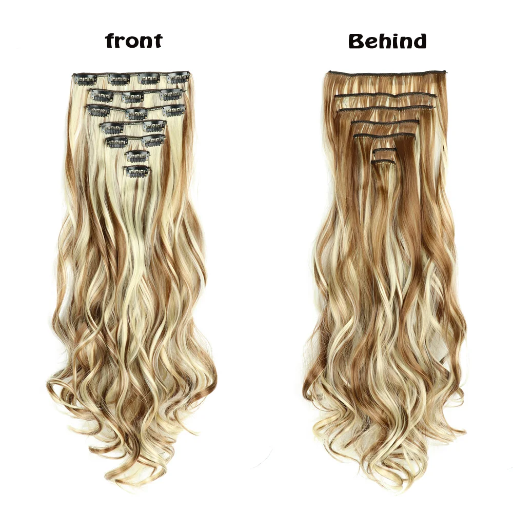 Синтетические зажимы для волос 16 зажимов длинные прямые волосы наращивания