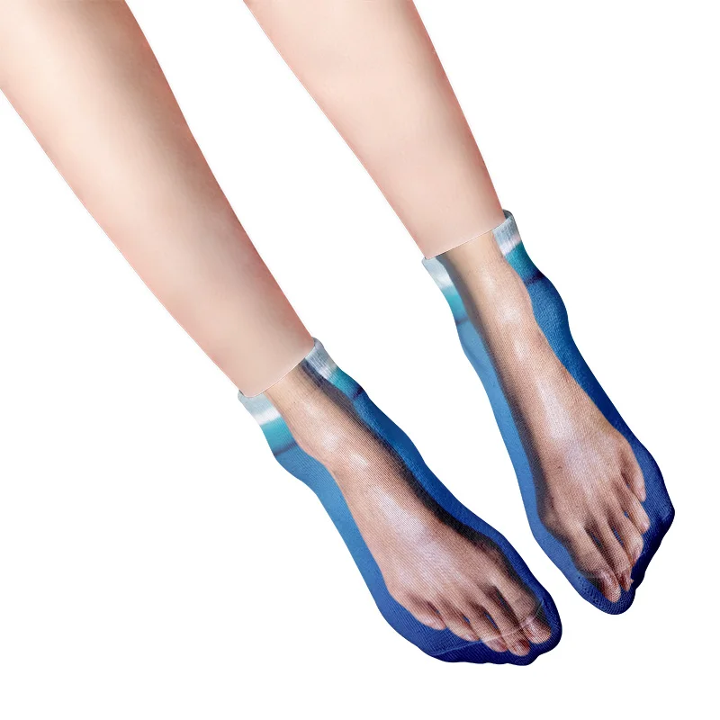 Cute Foot Printed 3D Socks For Women Kawaii Low Ankle Femme Girls Cotton Socks Casual Funny Creative Socks Happy Calcetines Sox