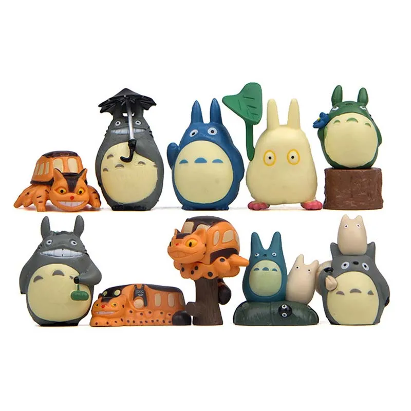 10 шт./лот Miyazaki Hayao аниме Мой сосед Тоторо фигурка Кот автобус ПВХ Фигурки